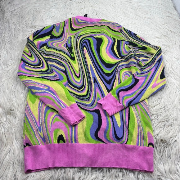 Current Mood Women's M Oil Slick Acid Trip Button Cardigan E-Girl Urban Artsy - Picture 6 of 6